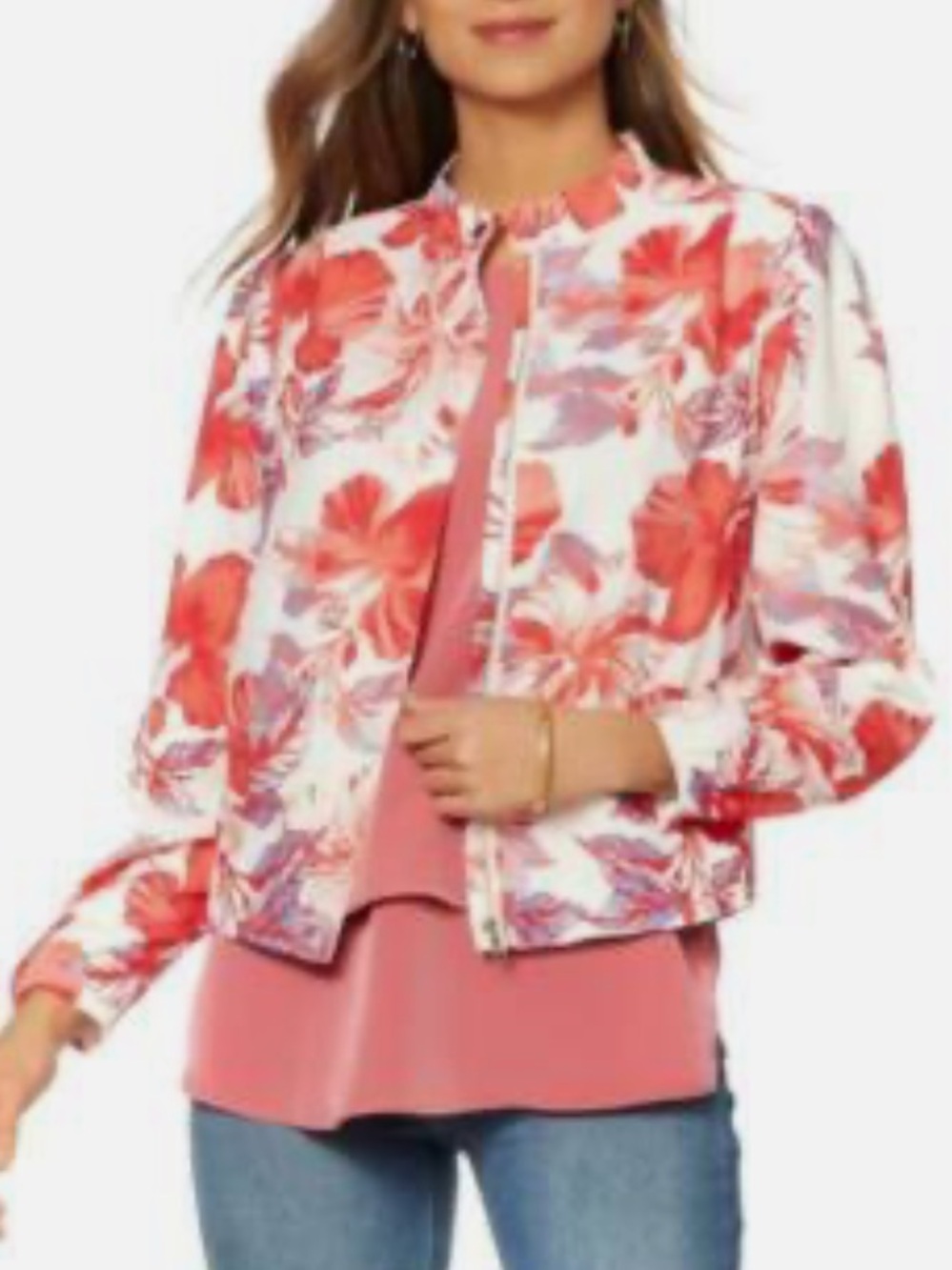 DG2 🆕 Silky & Elegant Floral Bomber Jacket Fully Lined NWPT Size 2x
